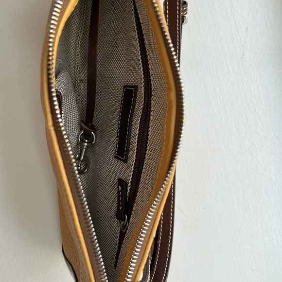 Dooney & Bourke Yellow and Brown Pebbled Leather Shoulder Bag - Picture 5 of 7